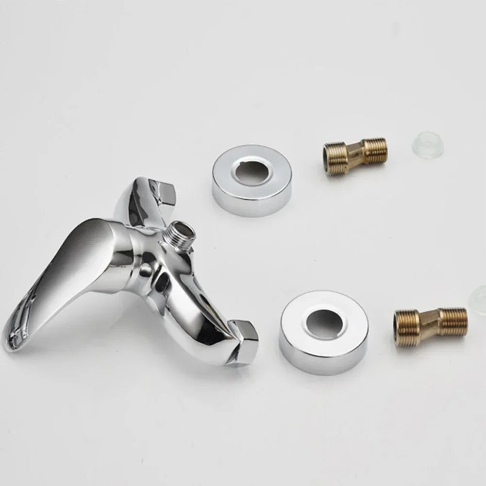 Wall-mounted Shower Faucet Bathroom Bathtub Chrome Finish Mixer Faucet Replacement Shower Tap Silver High Quality