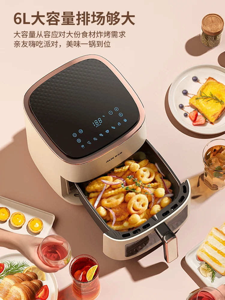 household kitchen Air fryer intelligent large-capacity visual no-turn-over oil-free multi-functional electric oven machine new
