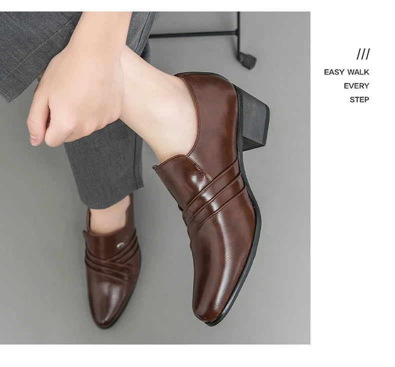 New Business Formal Oxford Shoes for Men Casual Wedding Office Party High Heels Shoes Classic Men Shoes PU Leather Dress Shoes