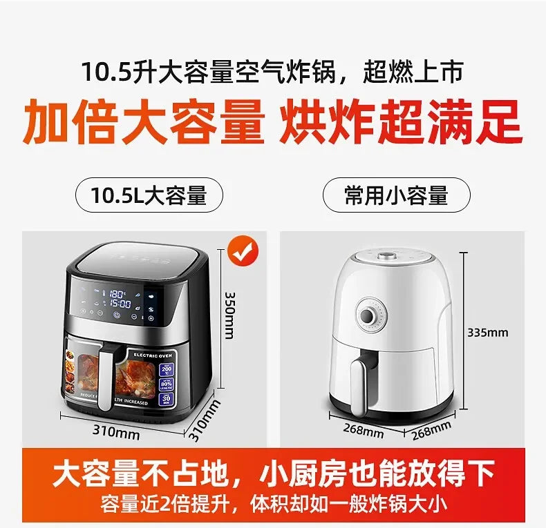 New intelligent household air fryer. Multifunction. Visual. Automatic. Large-capacity. Electric fryer oven all-in-one.