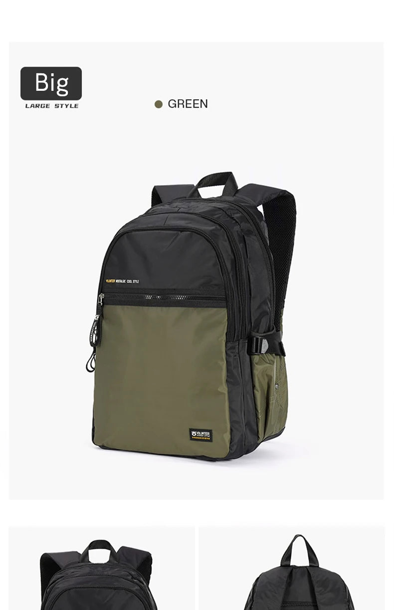 Volunteer Backpack for Men 2023 New Fashionable Large Capacity High Quality Laptop Waterproof Travel Casual Bags1801-08