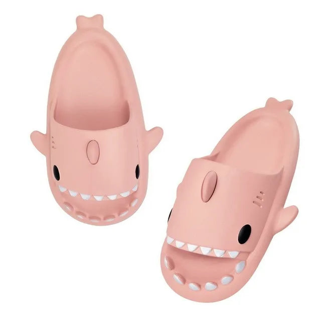 2024 Cute Summer EVA Gradient Shark Slippers Kids Candy Color Soft Indoor Sandals Women Men Fashion Outdoor Thick Sole Slides