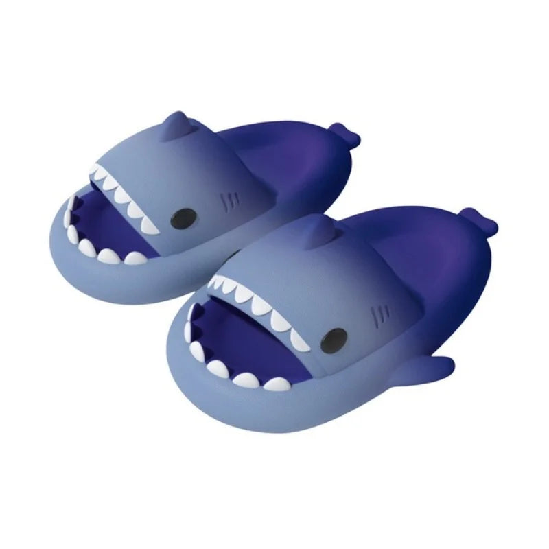 2024 Cute Summer EVA Gradient Shark Slippers Kids Candy Color Soft Indoor Sandals Women Men Fashion Outdoor Thick Sole Slides