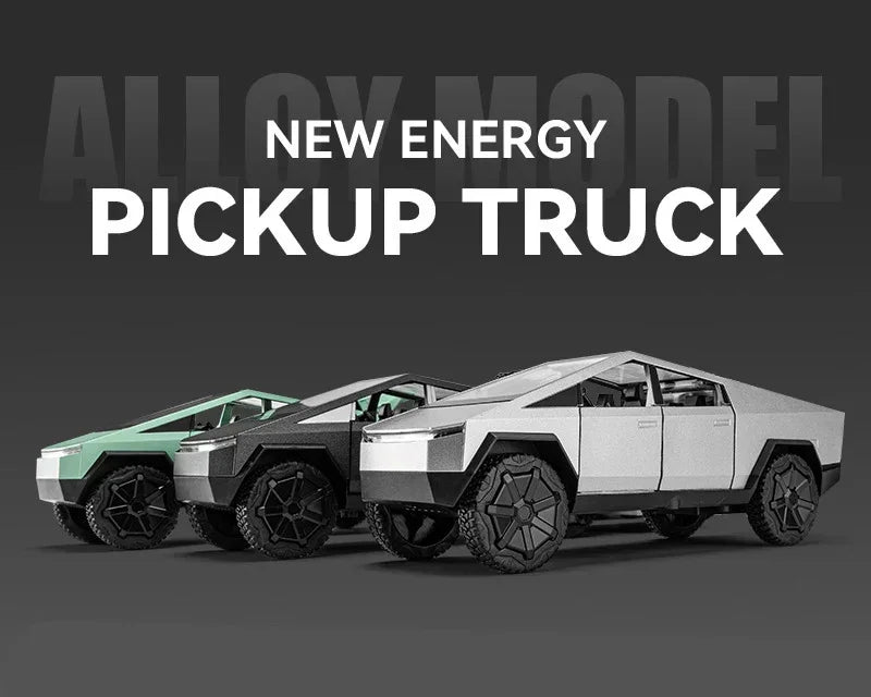 1/32 Teslas Cybertruck Pickup Alloy Car Model Diecast Metal Off-road Vehicles Truck Car Model Sound and Light Childrens Toy Gift