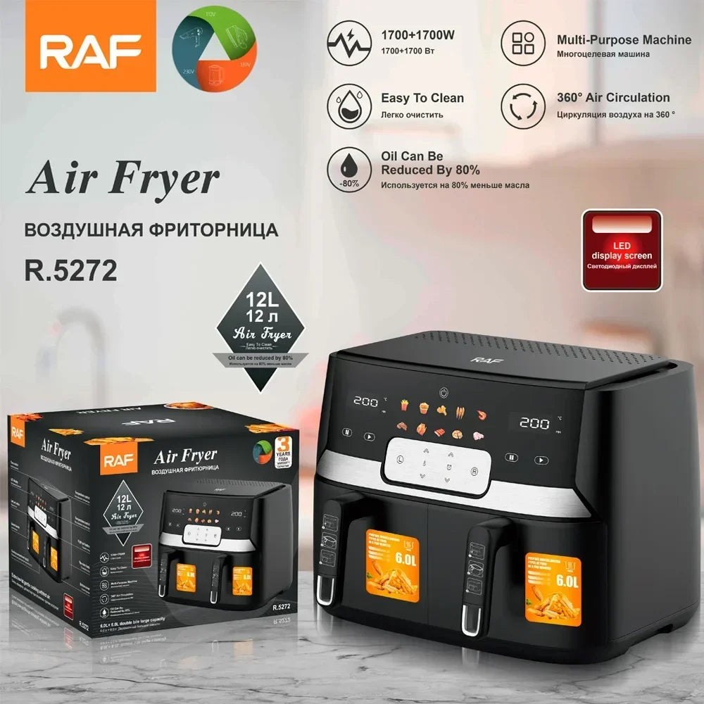 In Stock 12L Digital Double Drawer Multicooker with Air Fryer Air Fryer Tongs Air Fryer Cooking Guide Uk