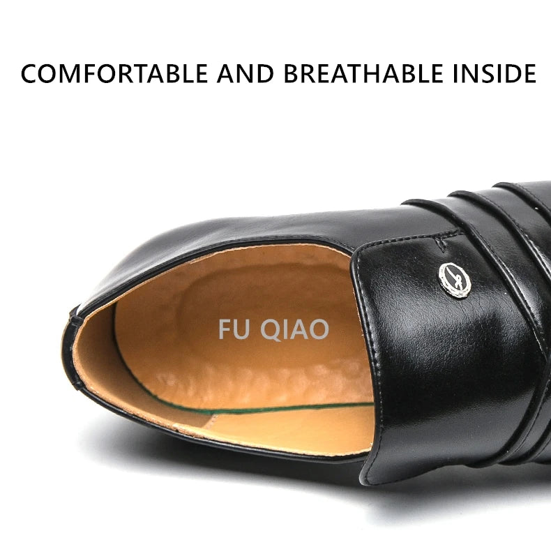 New Business Formal Oxford Shoes for Men Casual Wedding Office Party High Heels Shoes Classic Men Shoes PU Leather Dress Shoes