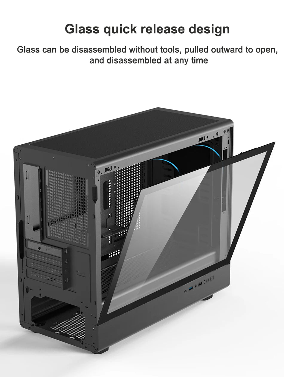 Power Train N1 MATX Desktop Case Vertical Glass Side Transparent Host Shell Support 360 Water-Cooled 420MM Graphics Card