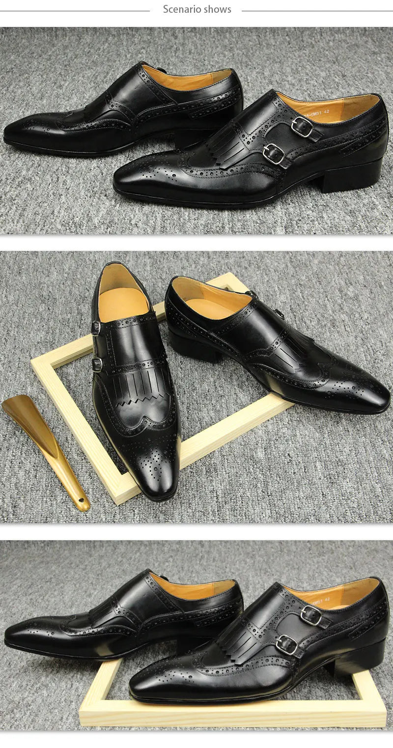 Luxury Leather Shoes New Top Layer Cowhide Pointed Toe British Business Formal Men's Leather Shoes Wedding Shoes Office Shoes