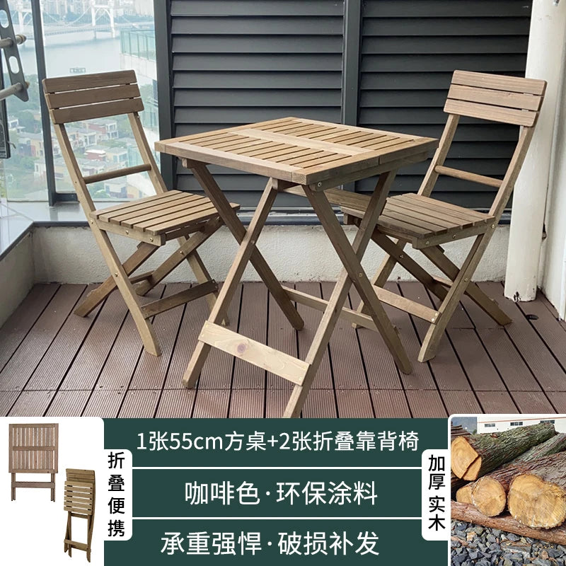 Nordic Solid Wood Garden Furniture Sets Patio Furniture Folding Portable Outdoor Garden and Terrace Set Outdoor Table Chair Set