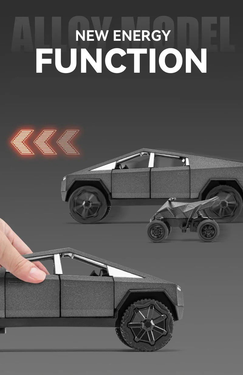 1/32 Teslas Cybertruck Pickup Alloy Car Model Diecast Metal Off-road Vehicles Truck Car Model Sound and Light Childrens Toy Gift