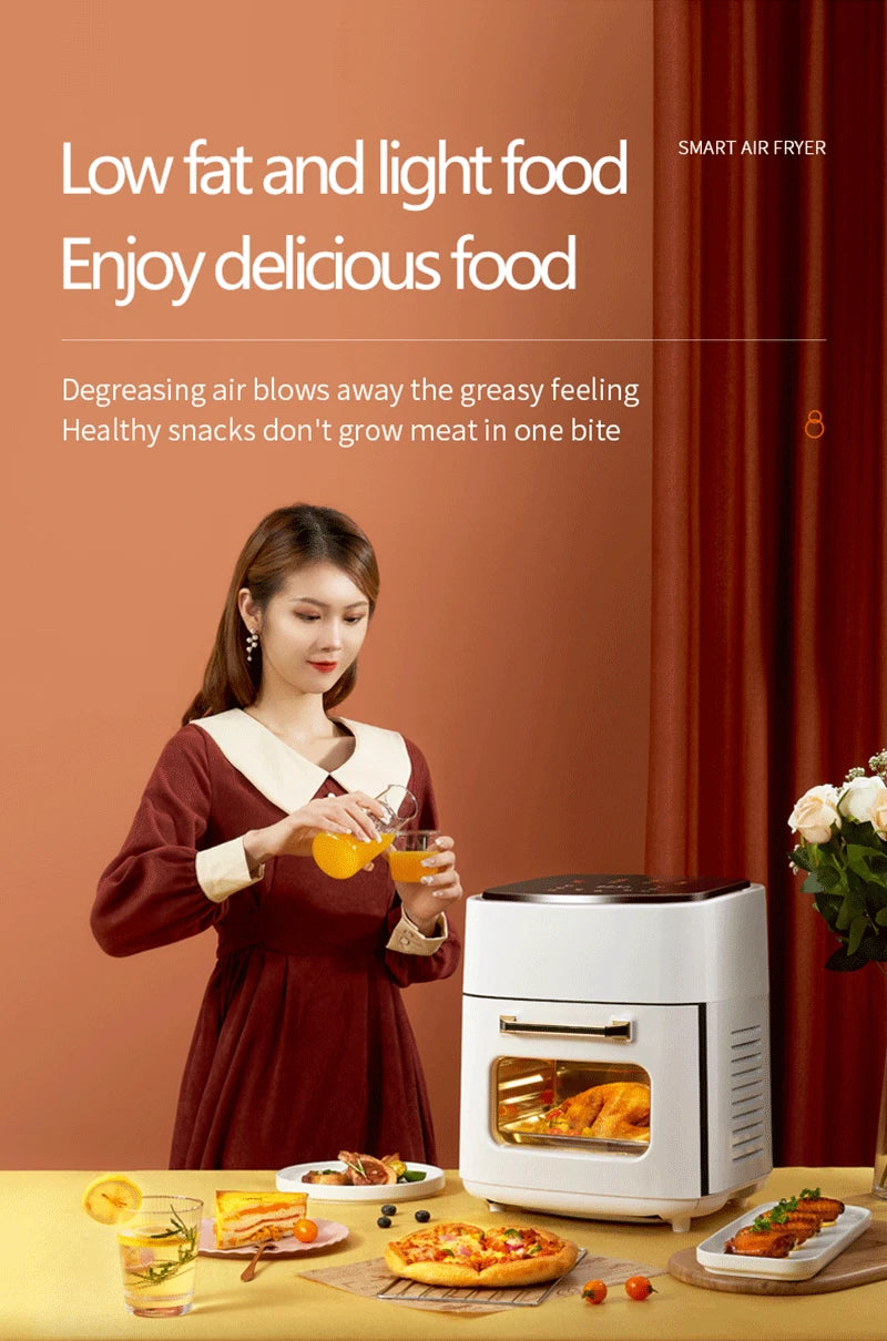 15L Large Multifunction Digital Air Fryer Without Oil Electric Oven, Dehydrator, Oven Touch Screen Fryer Viewable Window