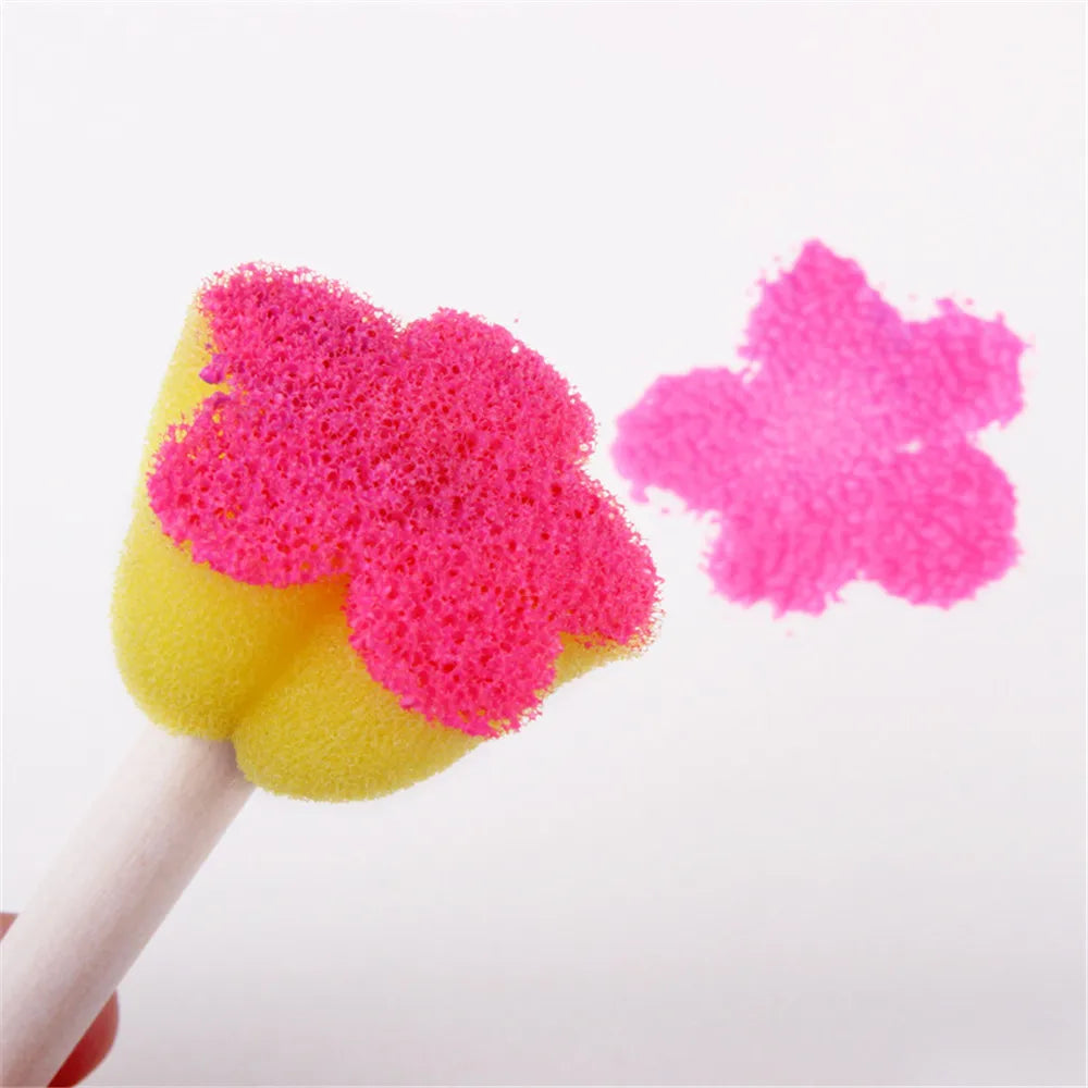 4Pcs Kids Painting Sponge Kids Early Learning Sponge Painting Kit Child Paint Set 30 Pieces Sponge Drawing Shapes Paint Brushes