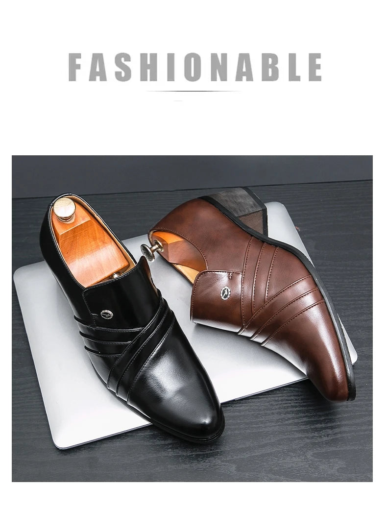 New Business Formal Oxford Shoes for Men Casual Wedding Office Party High Heels Shoes Classic Men Shoes PU Leather Dress Shoes