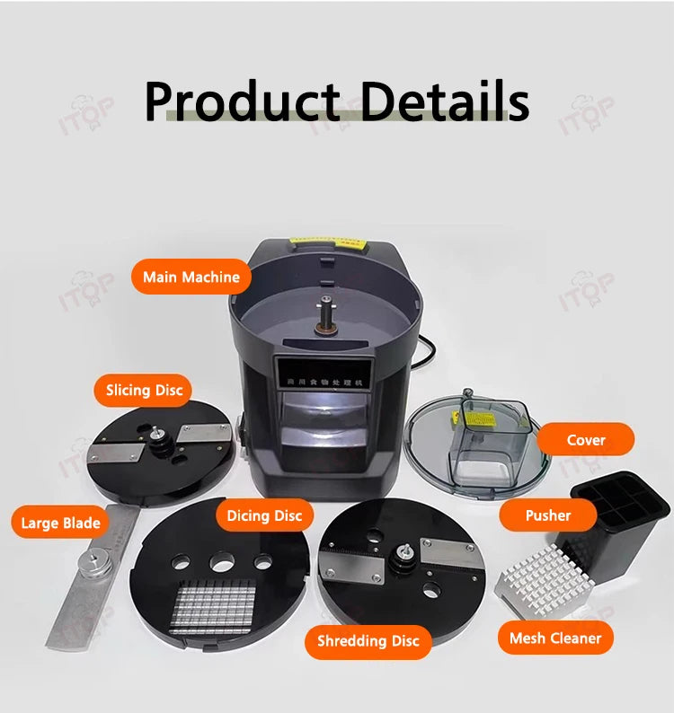 ITOP K8600 Multifunctional Vegetable Cutter Slicing Shredding Dicing Food Processor Commercial Vegetable Cutter with 3 Blade
