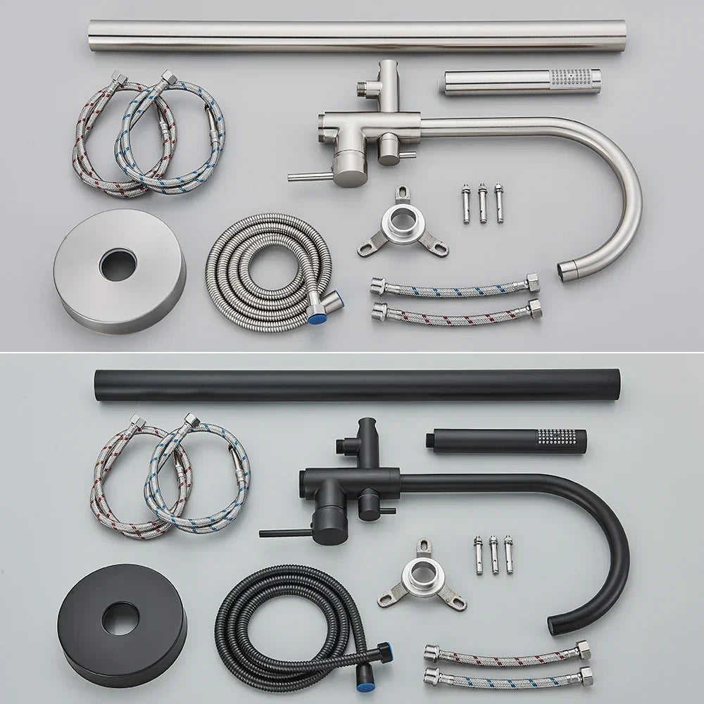 Chrome White Floor Mounted Bathtub Faucet Bathroom Freestanding Bath Tub Shower Set Swivel Spout Clawfoot Mixer