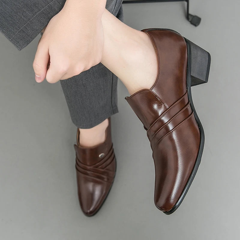 New Business Formal Oxford Shoes for Men Casual Wedding Office Party High Heels Shoes Classic Men Shoes PU Leather Dress Shoes