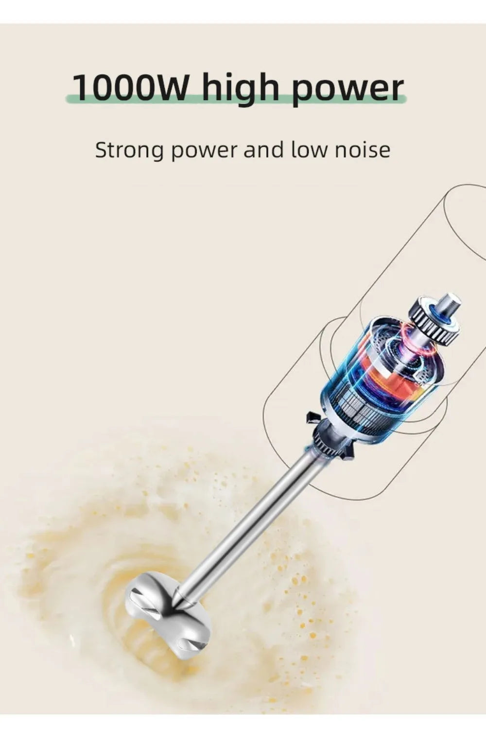 1000W Portable Handheld Electric Blender,4 In 1 Multi-Functional Household Kitchen Electric Mixer,Egg Beater,Food Processors