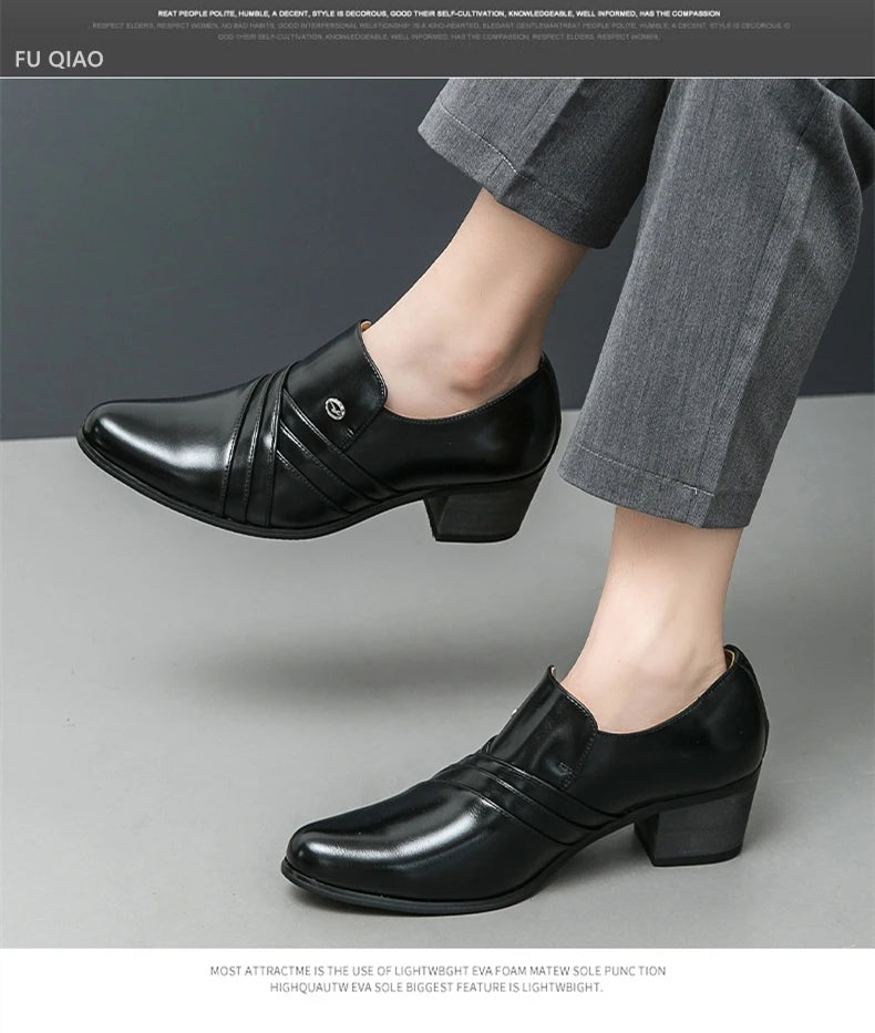 New Business Formal Oxford Shoes for Men Casual Wedding Office Party High Heels Shoes Classic Men Shoes PU Leather Dress Shoes