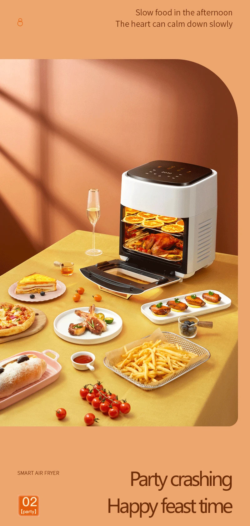 15L Large Multifunction Digital Air Fryer Without Oil Electric Oven, Dehydrator, Oven Touch Screen Fryer Viewable Window