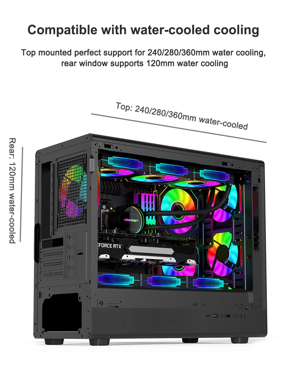 Power Train N1 MATX Desktop Case Vertical Glass Side Transparent Host Shell Support 360 Water-Cooled 420MM Graphics Card