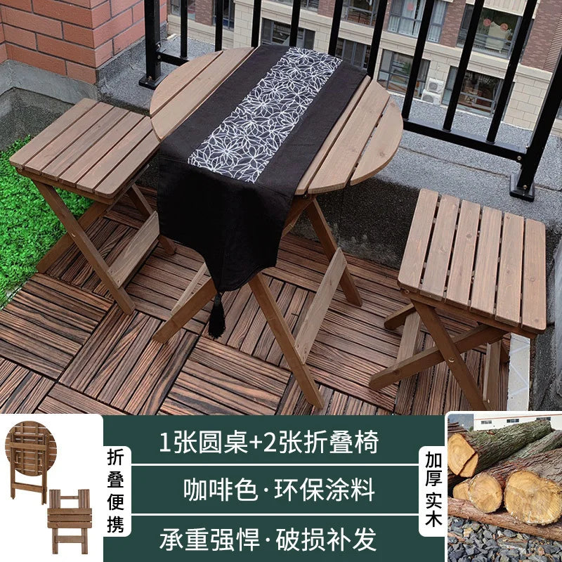 Nordic Solid Wood Garden Furniture Sets Patio Furniture Folding Portable Outdoor Garden and Terrace Set Outdoor Table Chair Set