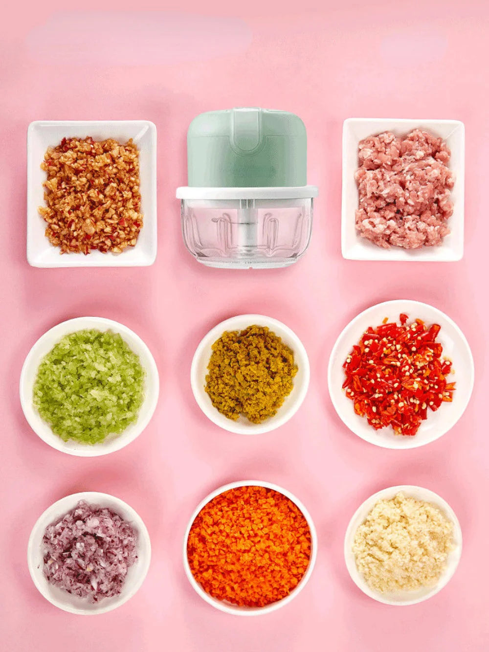 Mini Electric Blender Vegetable Chopper Garlic Masher Crusher USB Rechargeable Ginger Meat Grinder Food Processor Kitchen Gadget