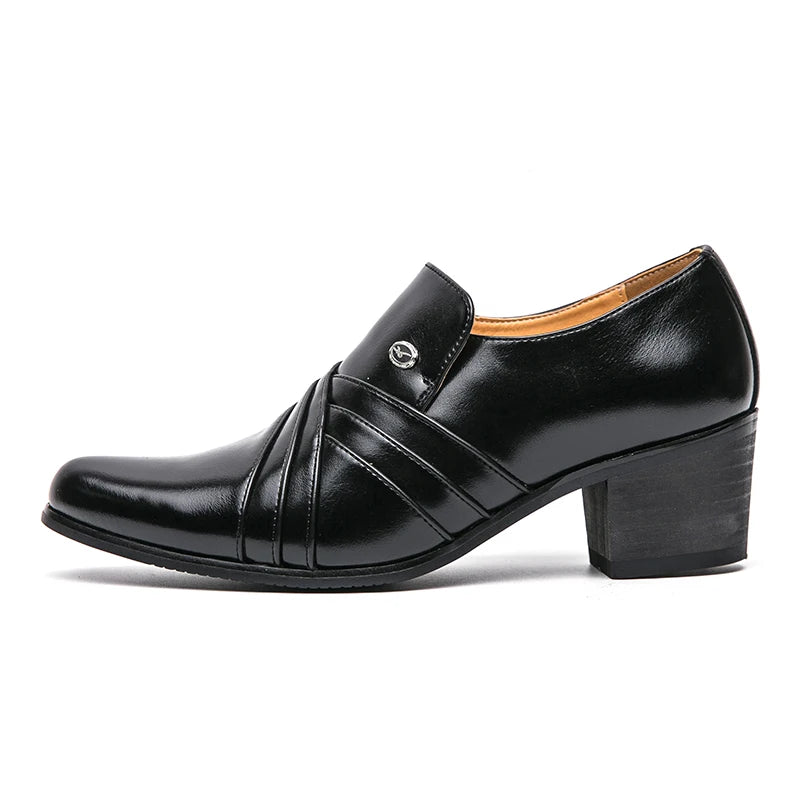 New Business Formal Oxford Shoes for Men Casual Wedding Office Party High Heels Shoes Classic Men Shoes PU Leather Dress Shoes