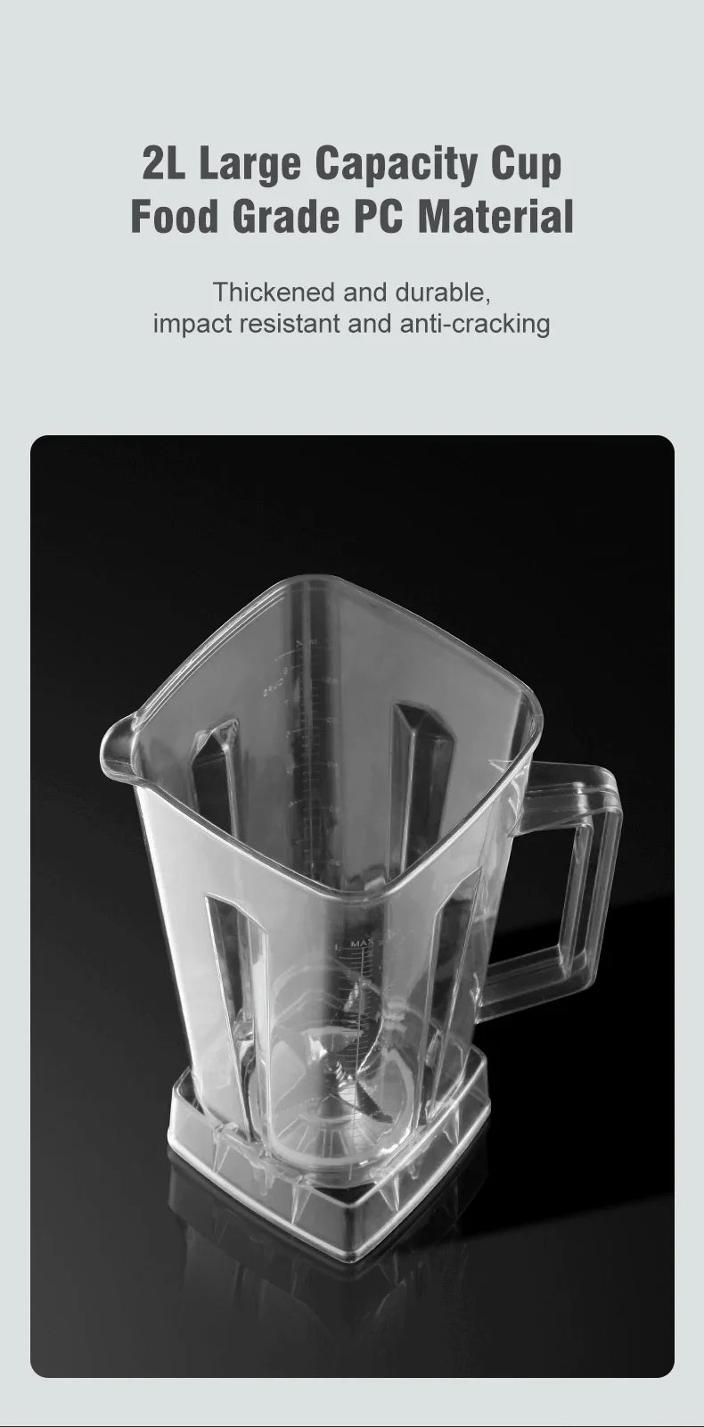 2000W Stationary Blender Heavy Duty Commercial Mixer Ice Smoothies Appliances for Kitchen Professional High Power Food Processor