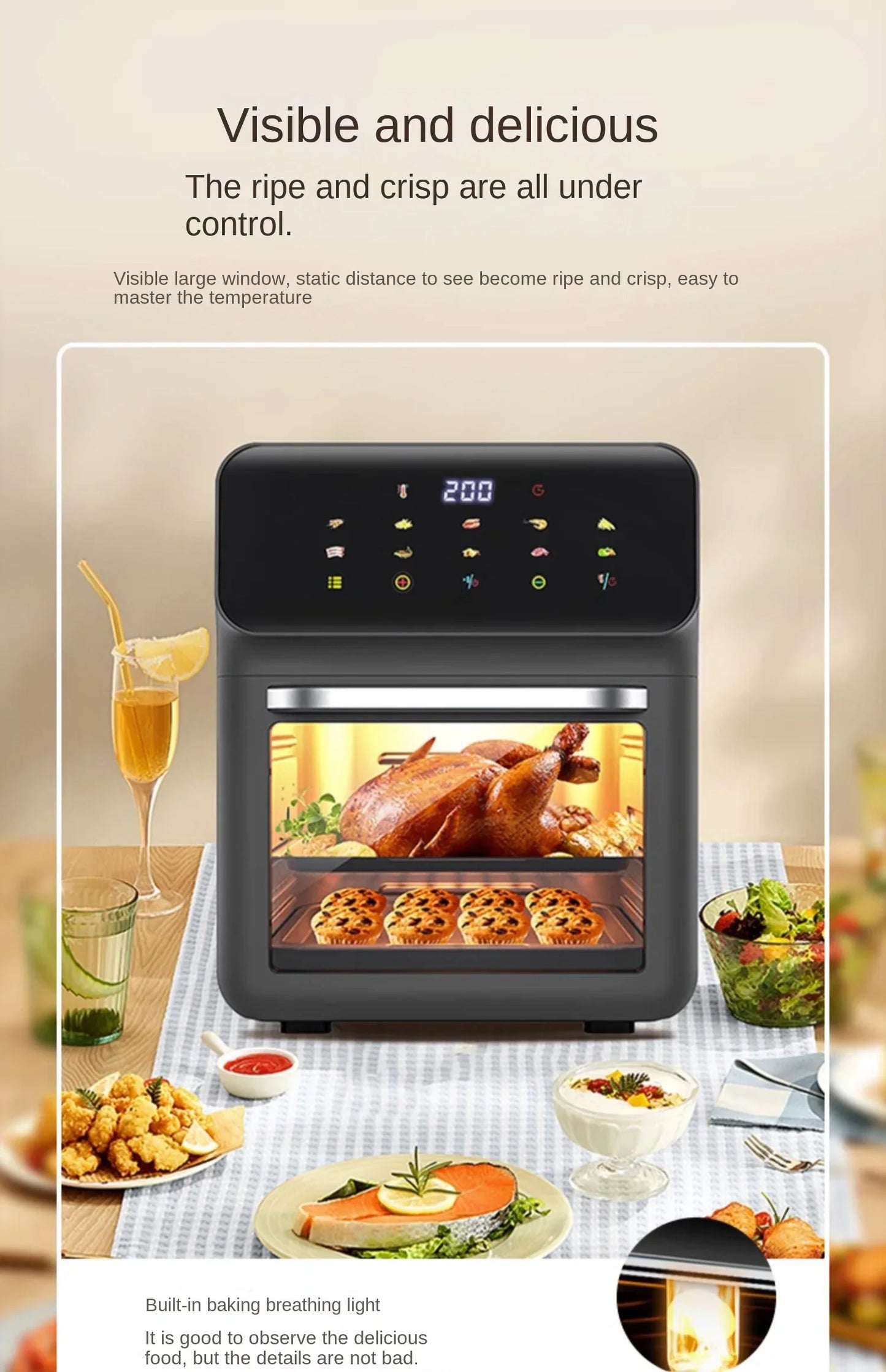 2023 new visible air electric frying pan household large-capacity oven cake pan two-in-one official flagship store