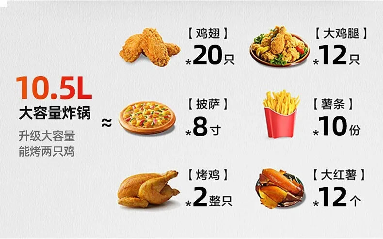 New intelligent household air fryer. Multifunction. Visual. Automatic. Large-capacity. Electric fryer oven all-in-one.
