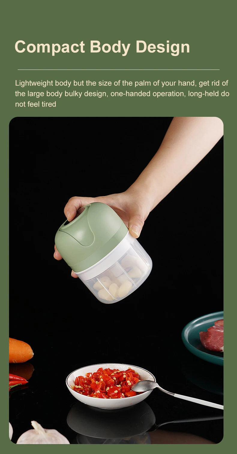 100/250ml Electric Garlic Masher Machine Mini USB charging Food Processor for Nuts Vegetable BlackPepper Chili Kitchen Tools