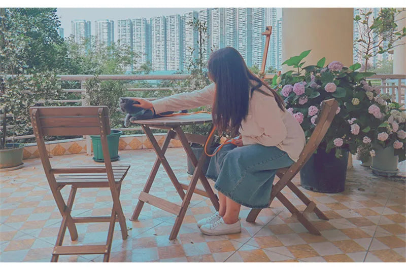 Nordic Solid Wood Garden Furniture Sets Patio Furniture Folding Portable Outdoor Garden and Terrace Set Outdoor Table Chair Set