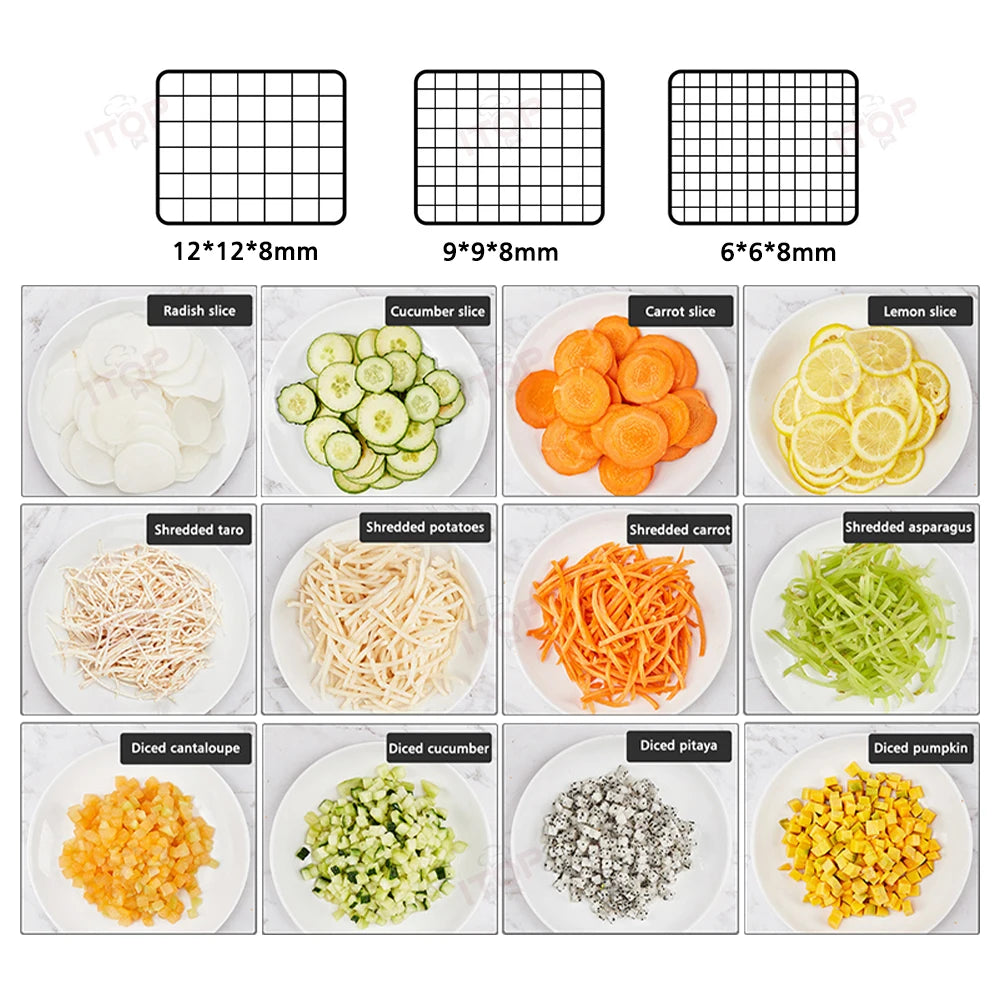 ITOP K8600 Multifunctional Vegetable Cutter Slicing Shredding Dicing Food Processor Commercial Vegetable Cutter with 3 Blade