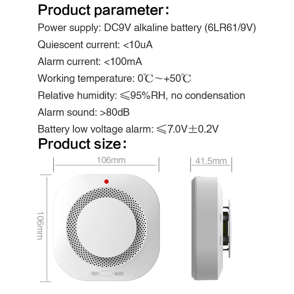 Tuya WiFi ZigBee Smart Smoke Detector Sensor Security Fire Protection Smoke Alarm For Home Security System Via Smart Life APP
