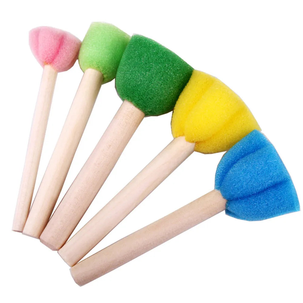 4Pcs Kids Painting Sponge Kids Early Learning Sponge Painting Kit Child Paint Set 30 Pieces Sponge Drawing Shapes Paint Brushes