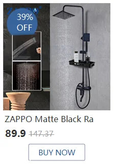ZAPPO Brushed Gold Bathroom Bathtub Shower Set Waterfall Mixer Tap Wall Mount Solid Brass Shower Systerm w/Handheld Shower Head
