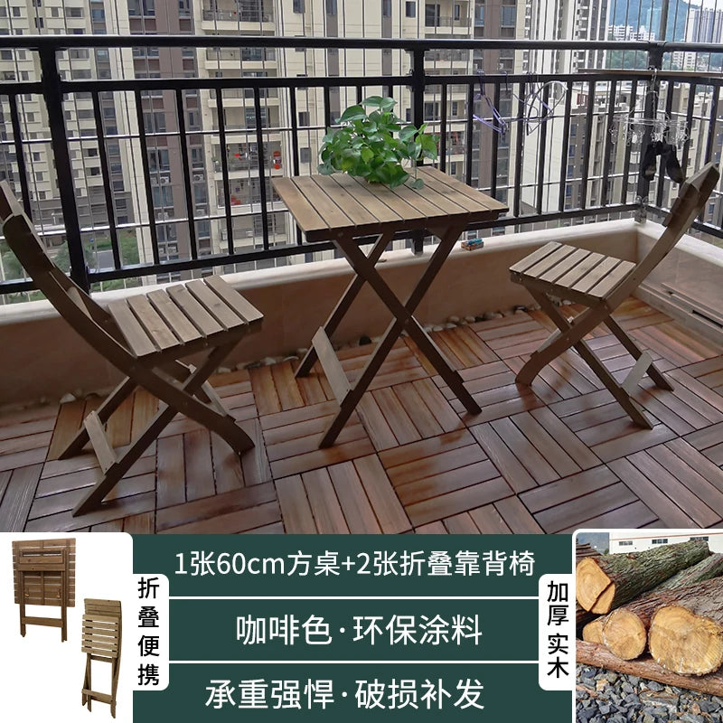 Nordic Solid Wood Garden Furniture Sets Patio Furniture Folding Portable Outdoor Garden and Terrace Set Outdoor Table Chair Set