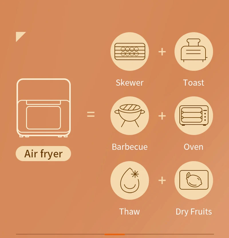 15L Large Multifunction Digital Air Fryer Without Oil Electric Oven, Dehydrator, Oven Touch Screen Fryer Viewable Window