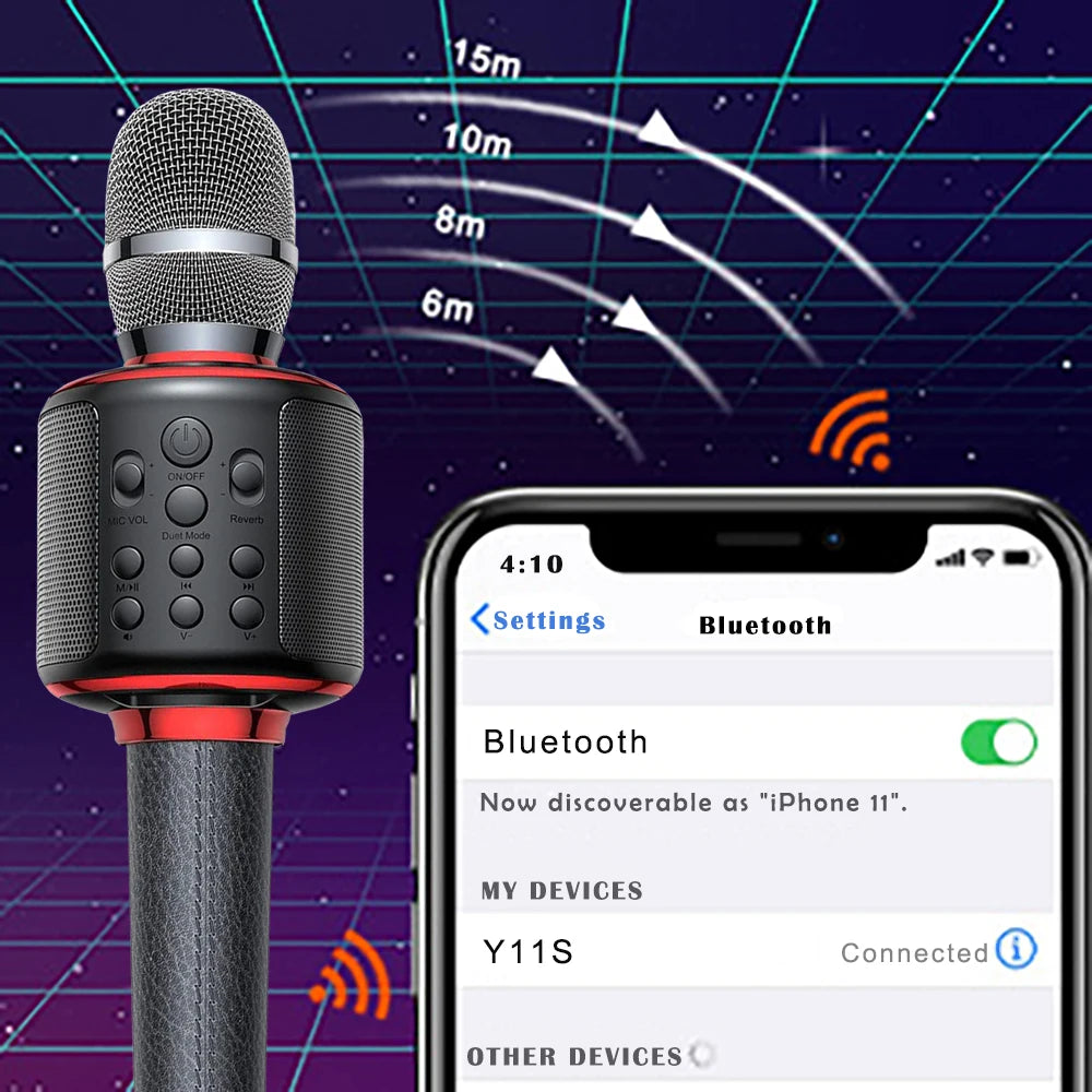Karaoke Microphone Bluetooth Wireless Mic Portable Singing Machine with Duet Sing/Record/Play/Reverb Adult/Kid Gift for Home KTV
