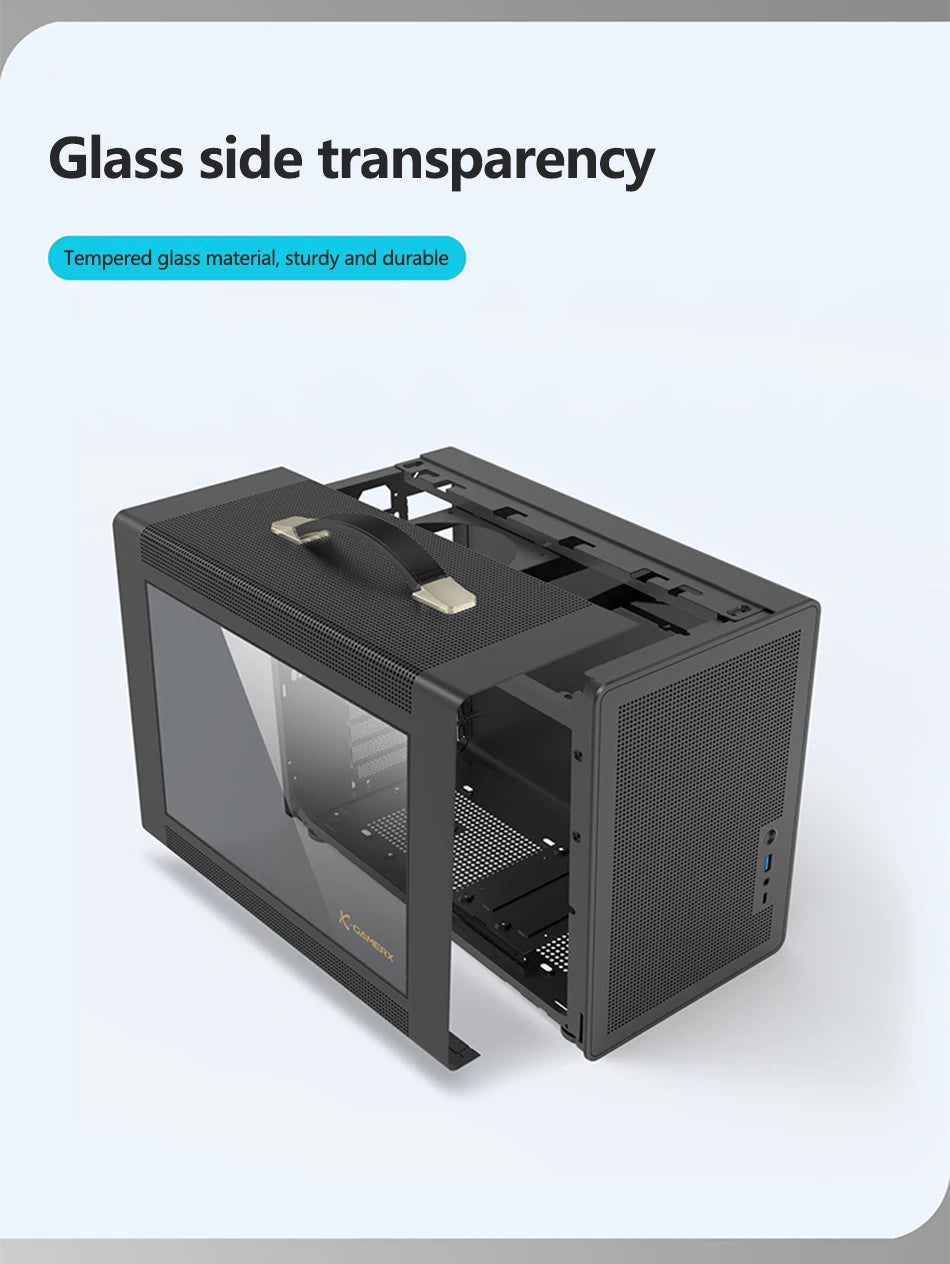 Power Train P60 Desktop MATX Case Handheld Portable Mesh Version PC Small Chassis Supports 350mm Graphics Card Type-C Interface