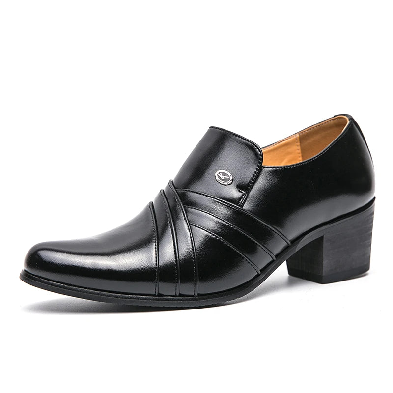 New Business Formal Oxford Shoes for Men Casual Wedding Office Party High Heels Shoes Classic Men Shoes PU Leather Dress Shoes