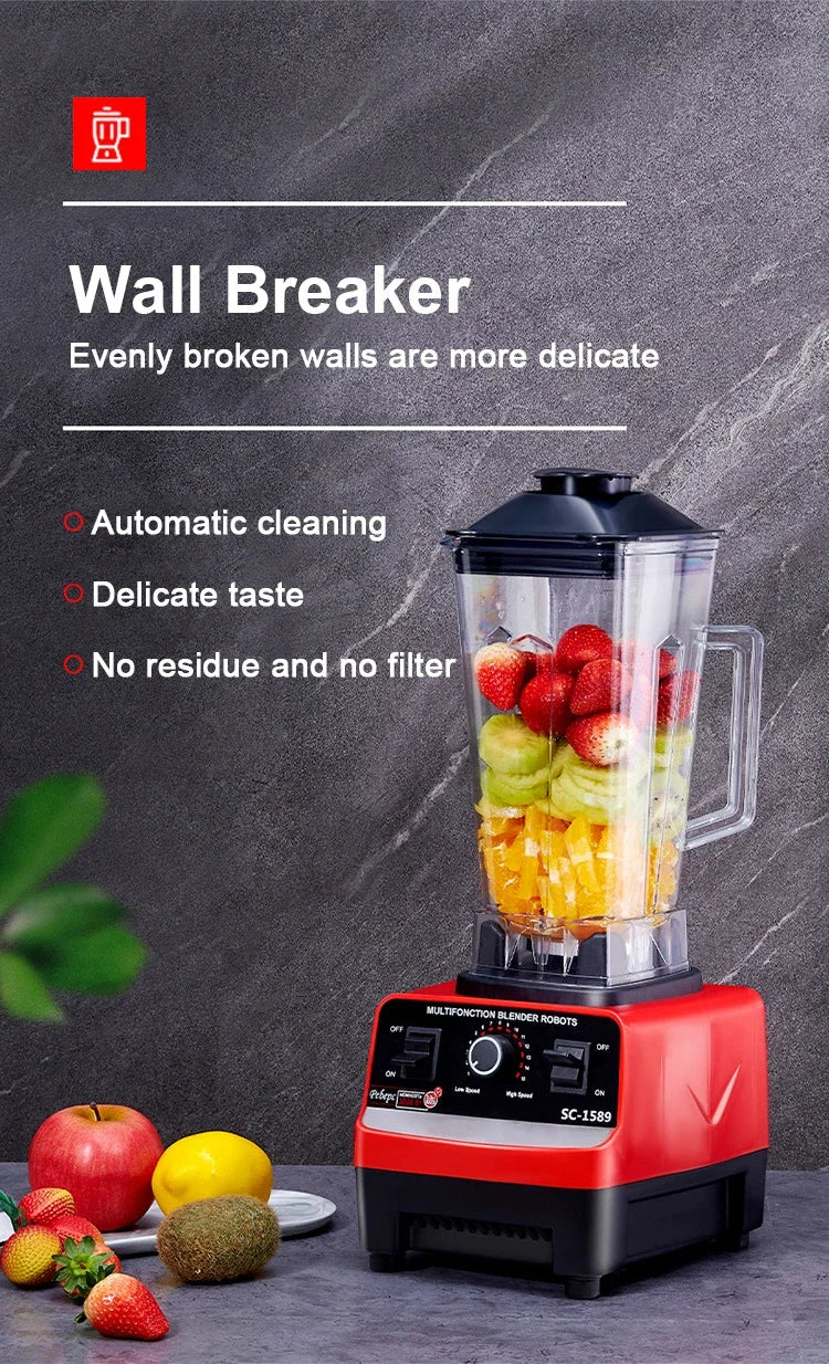 2000W Heavy Duty Commercial Blender Fruit Mixer Juicer Food Processor Ice Smoothies Blender High Power Juice maker Crusher 220V