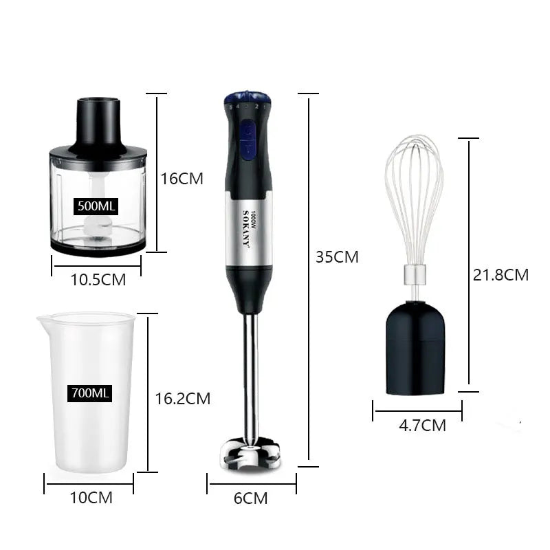 1000W Portable Handheld Electric Blender,4 In 1 Multi-Functional Household Kitchen Electric Mixer,Egg Beater,Food Processors