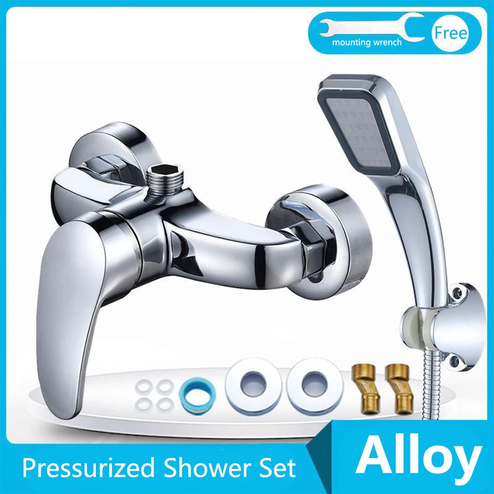 150MM Rainfall Thermostat Bathroom Shower Faucet Set Handheld Booster Showerhead Wall Mounted Brass Bath Hot & Cold Mixer Taps