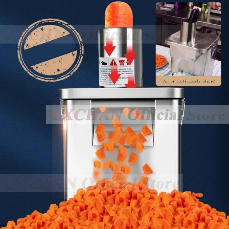 HomeWise Commercial Electric Vegetable Cube Cutting Machine Fruit Slicer Cutting Strip Dice Food Processor With 5 Blades