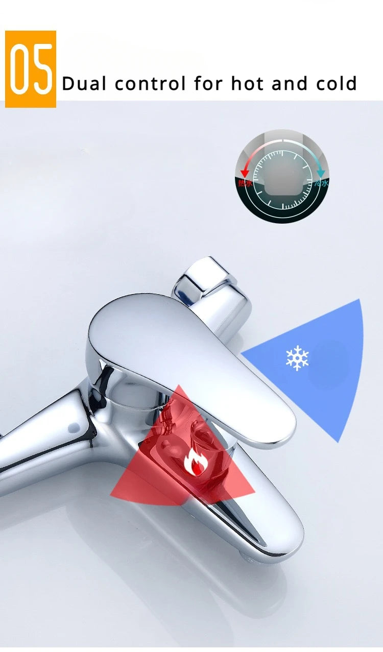 Wall Mounted Brass Shower Faucet Mixing Valve Bathroom Hot Cold Water Mixer Tap Bathroom Combination Water Mixer Bathtub Faucet