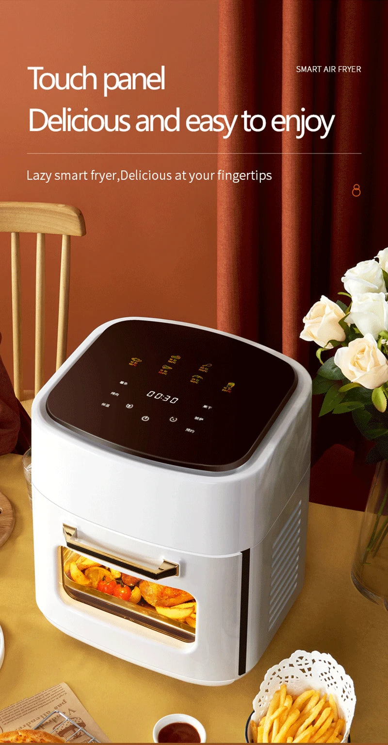 15L Large Multifunction Digital Air Fryer Without Oil Electric Oven, Dehydrator, Oven Touch Screen Fryer Viewable Window