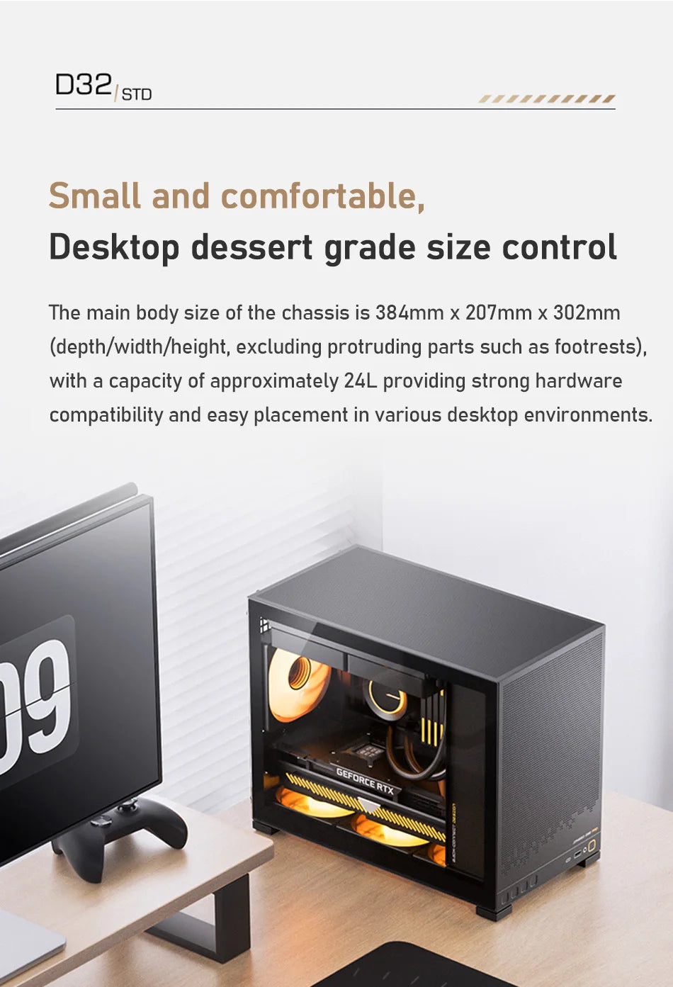 Jonsbo D32 STD/PRO MINI Desktop Case MINI-ITX MATX PC Case Support ATX/SFX Power Supply 240Water Cooling Computer Office Chassis