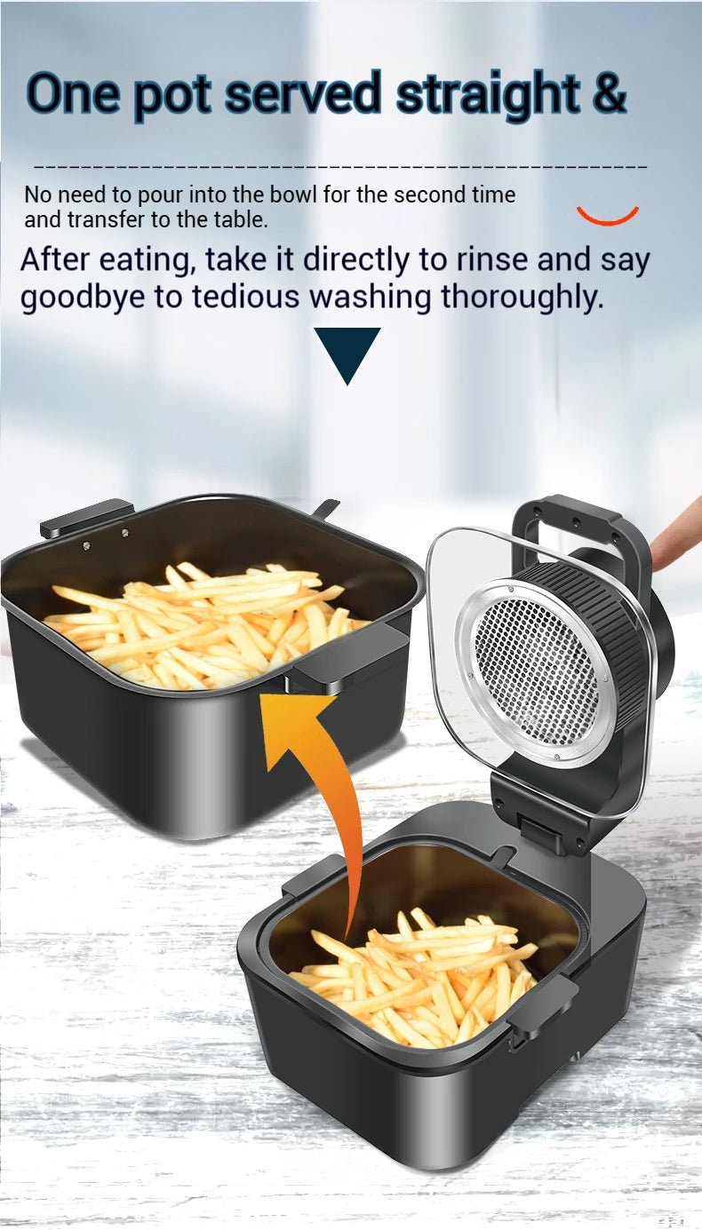 9L Multi functional Home Smart Air Fryer with Large Capacity Touch Screen Reservation Non stick Inner Perspective Oven