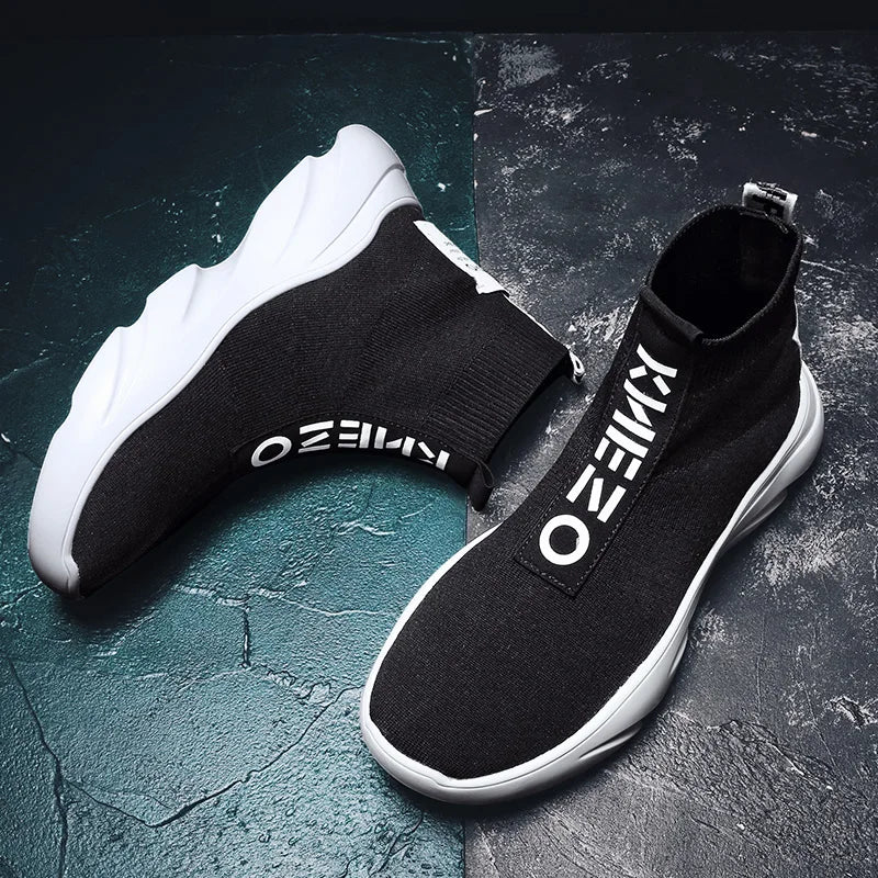 Men Vulcanized Shoes High Top Casual Sports Shoes Breathable Jogging Shoes Platform Sneakers Socks Ankle Boots Chaussure Homme